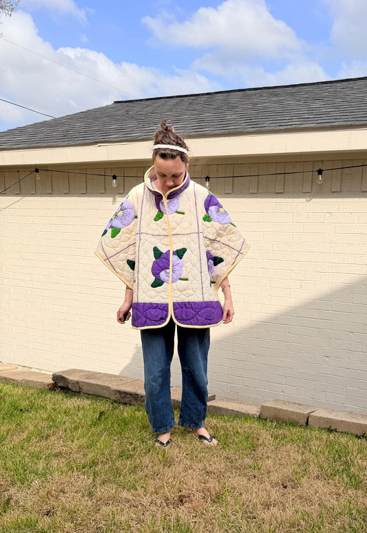 The Capri Vintage Quilt Poncho