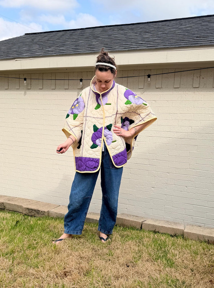The Capri Vintage Quilt Poncho