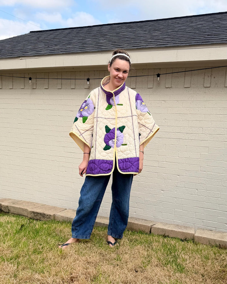 The Capri Vintage Quilt Poncho
