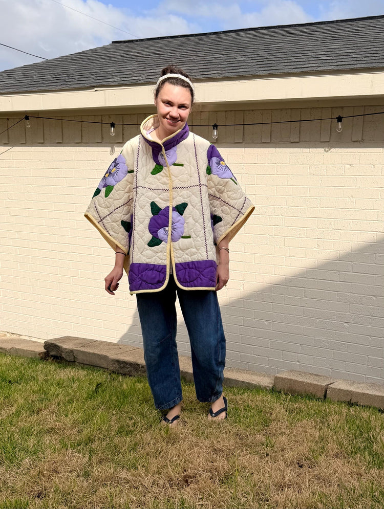 The Capri Vintage Quilt Poncho